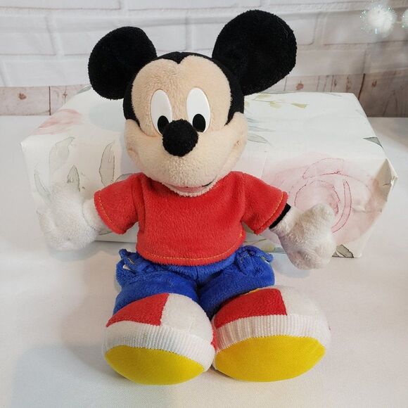 Vintage 2001 Fisher Price Mickey Mouse Plush Doll 10" Red Shirt Stuffed Toy - Picture 1 of 9